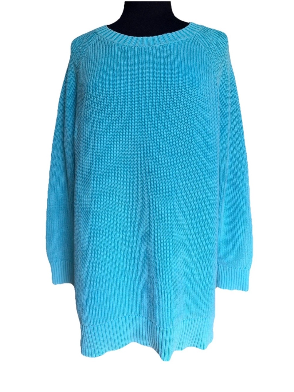 Tyler Boe Aqua Blue Shaker Stitch Button Back Mineral Wash Cotton Sweater XL